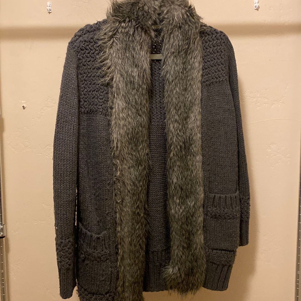 topshop faux fur knit cardigan